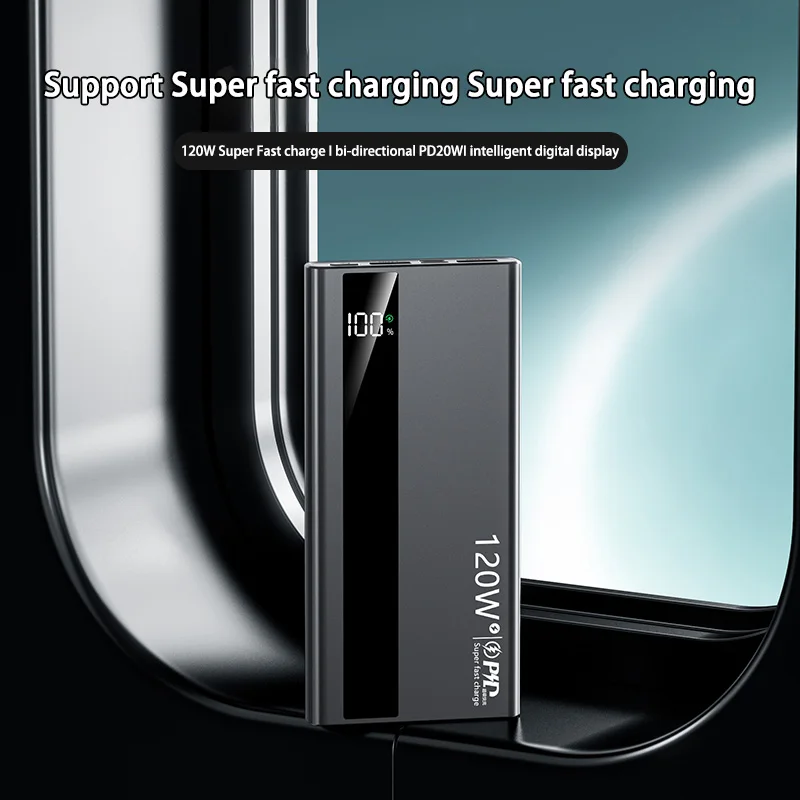 New 120W 200000mAh High Capacity Power Bank Super Fast Charging Power Bank Portable Battery Charger For iPhone Samsung Huawei