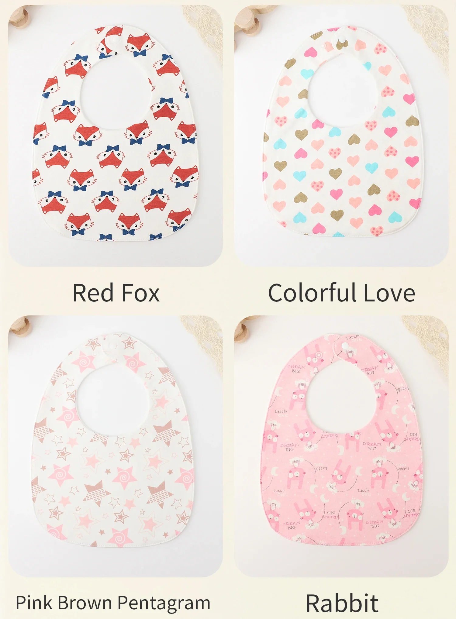 INSULAR Cotton Baby Bibs Reusable Saliva Towel Good Absorption Soft 100% Cotton Gauze Cartoon Print Adjustable Baby Feeding Bibs