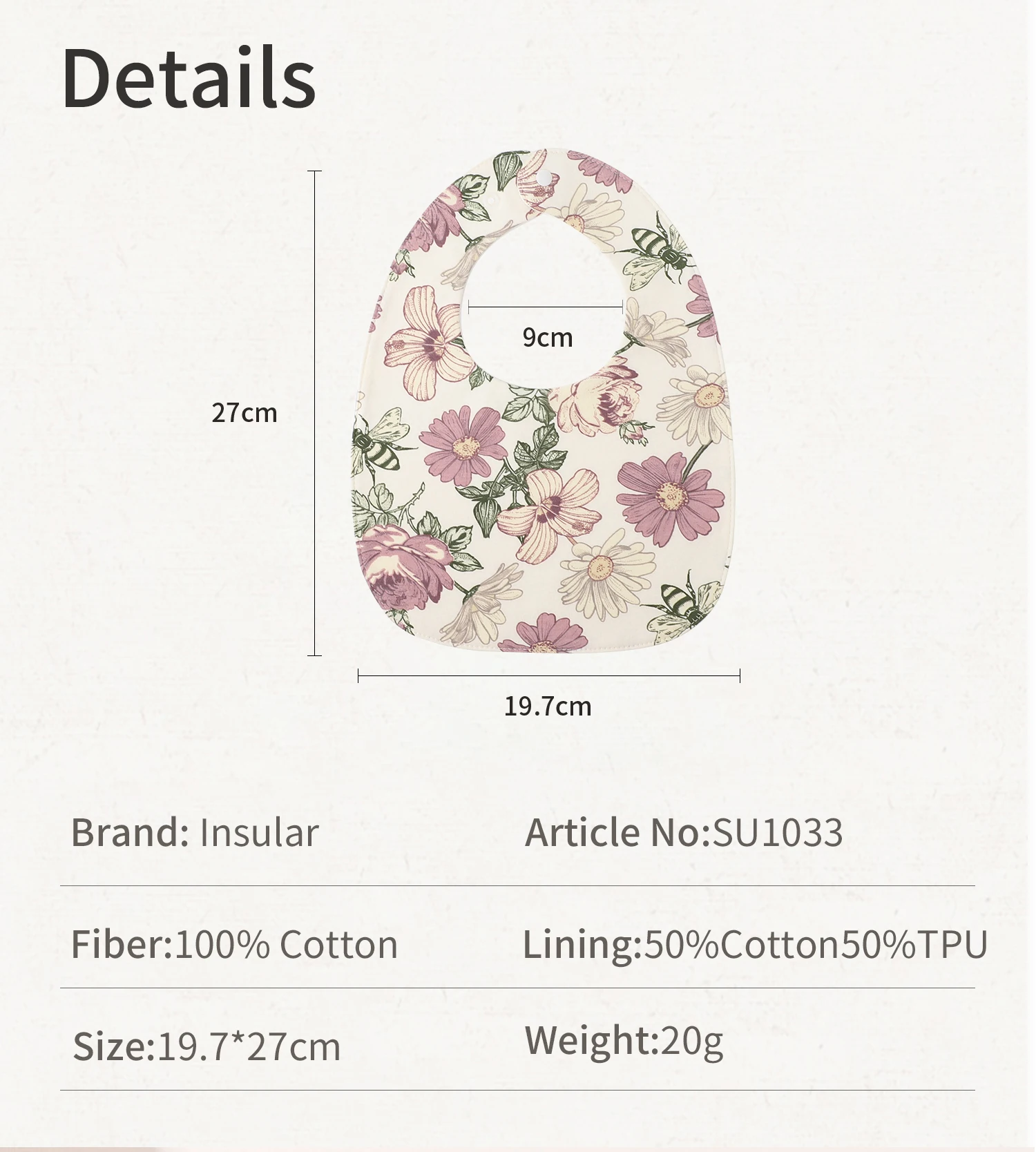 INSULAR Cotton Baby Bibs Reusable Saliva Towel Good Absorption Soft 100% Cotton Gauze Cartoon Print Adjustable Baby Feeding Bibs