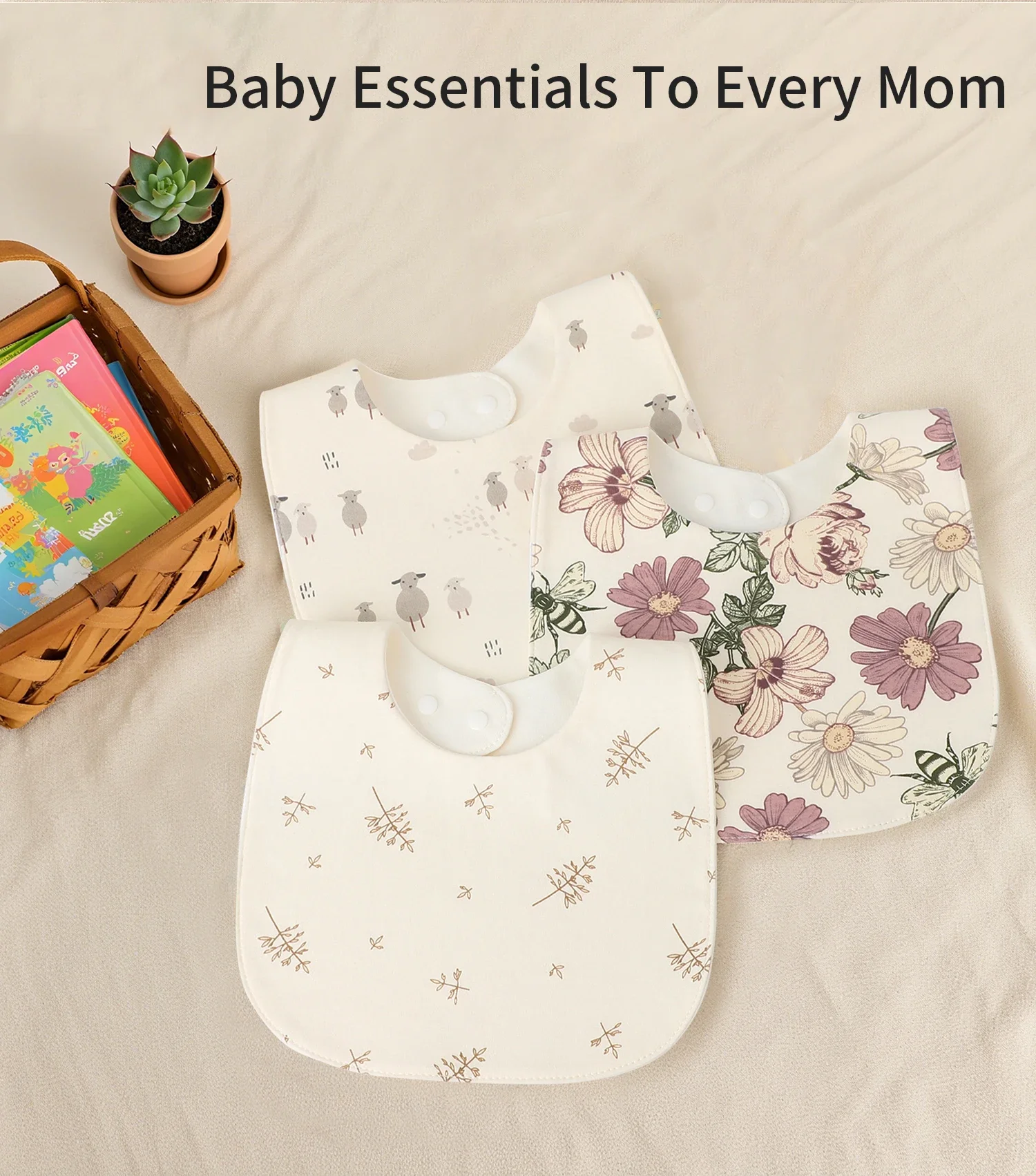 INSULAR Cotton Baby Bibs Reusable Saliva Towel Good Absorption Soft 100% Cotton Gauze Cartoon Print Adjustable Baby Feeding Bibs