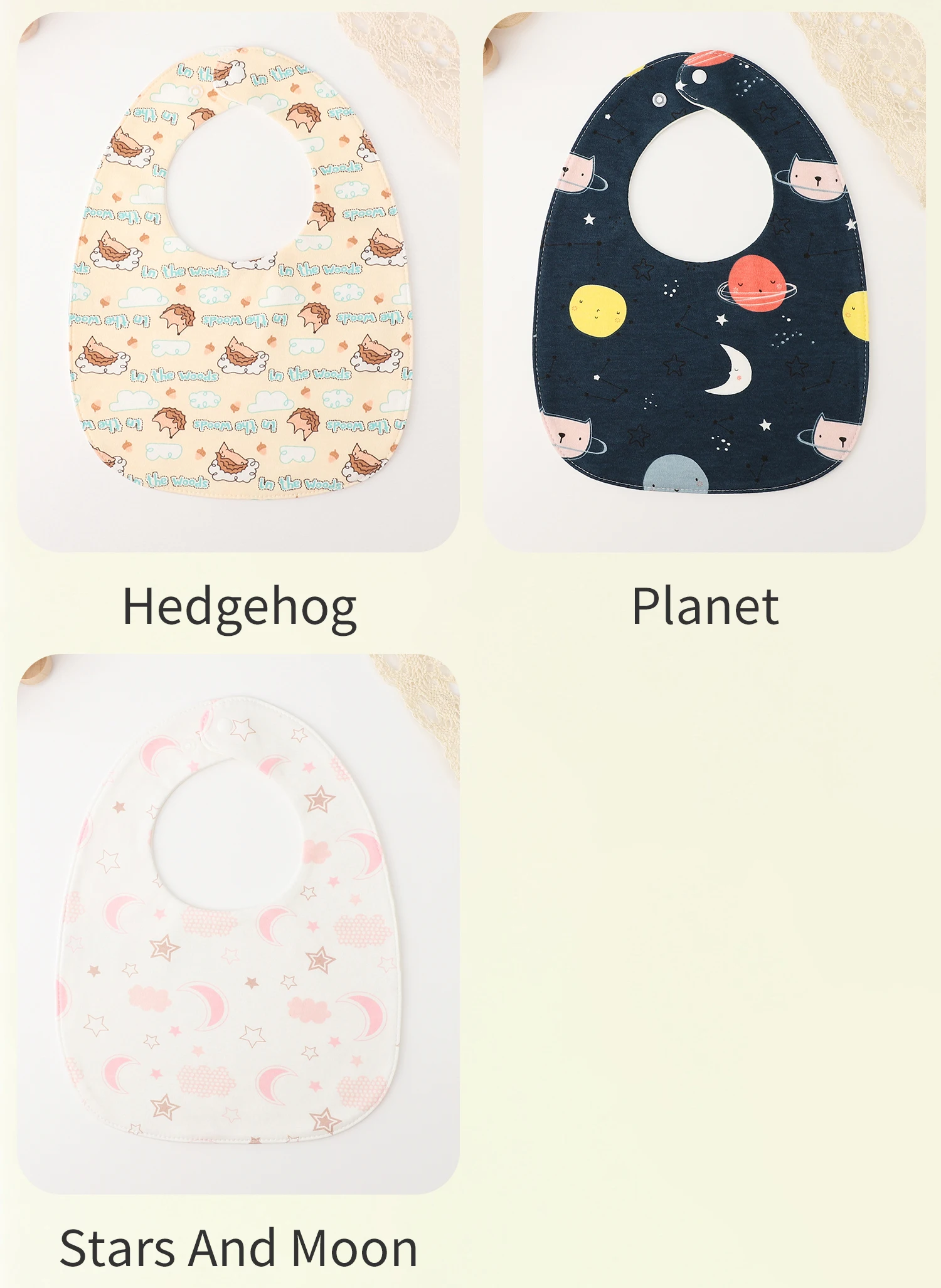 INSULAR Cotton Baby Bibs Reusable Saliva Towel Good Absorption Soft 100% Cotton Gauze Cartoon Print Adjustable Baby Feeding Bibs