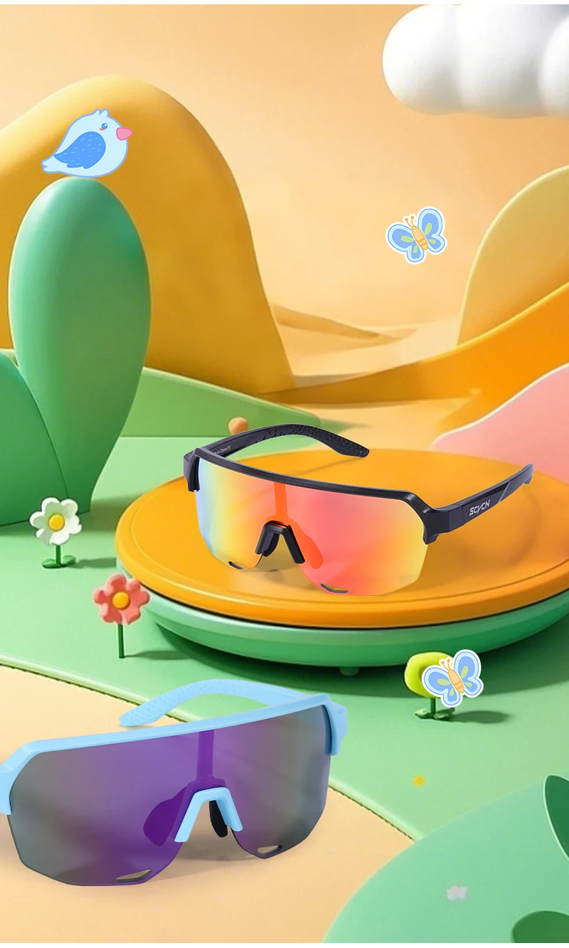 SCVCN Kids Sunglasses Sports Cycling Boys Girls Outdoor Bike Eyewear Child Camping Goggles MTB Fishing Bicycle Glasses UV400