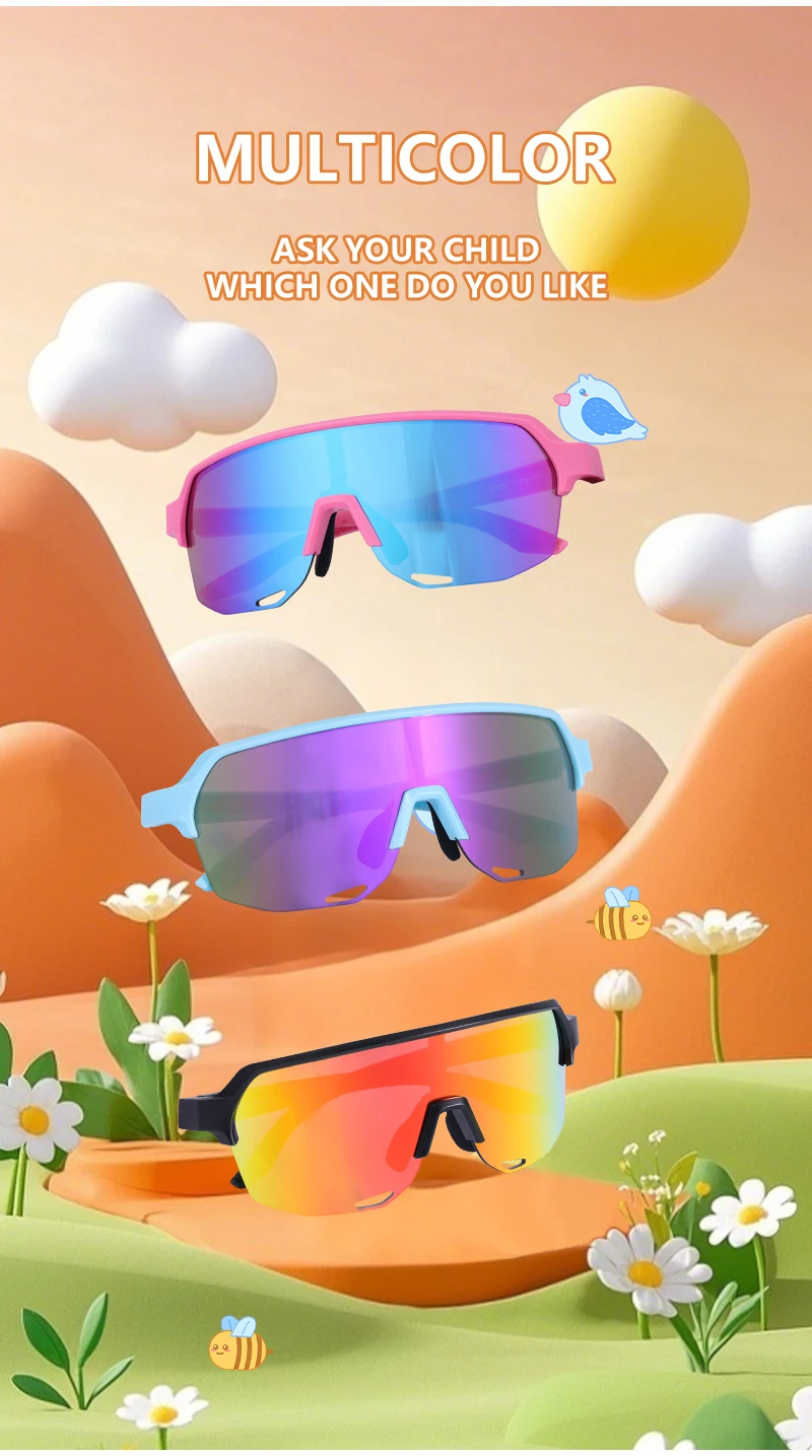SCVCN Kids Sunglasses Sports Cycling Boys Girls Outdoor Bike Eyewear Child Camping Goggles MTB Fishing Bicycle Glasses UV400
