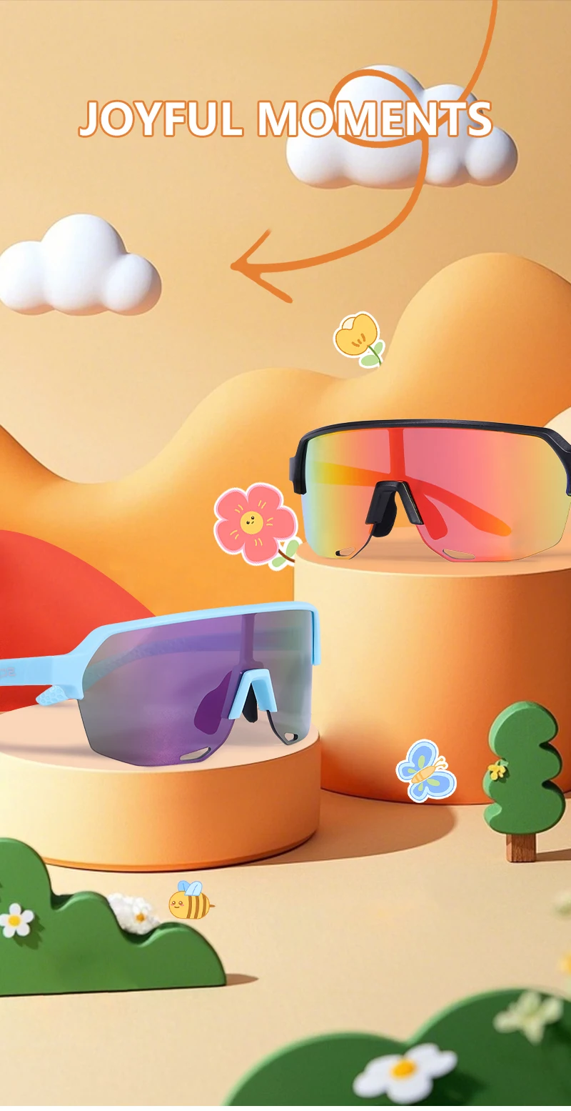 SCVCN Kids Sunglasses Sports Cycling Boys Girls Outdoor Bike Eyewear Child Camping Goggles MTB Fishing Bicycle Glasses UV400