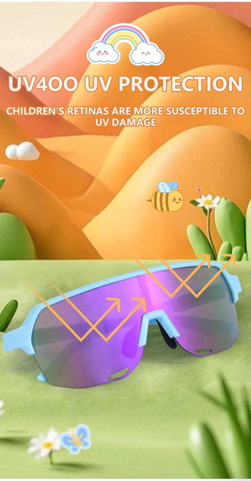 SCVCN Kids Sunglasses Sports Cycling Boys Girls Outdoor Bike Eyewear Child Camping Goggles MTB Fishing Bicycle Glasses UV400