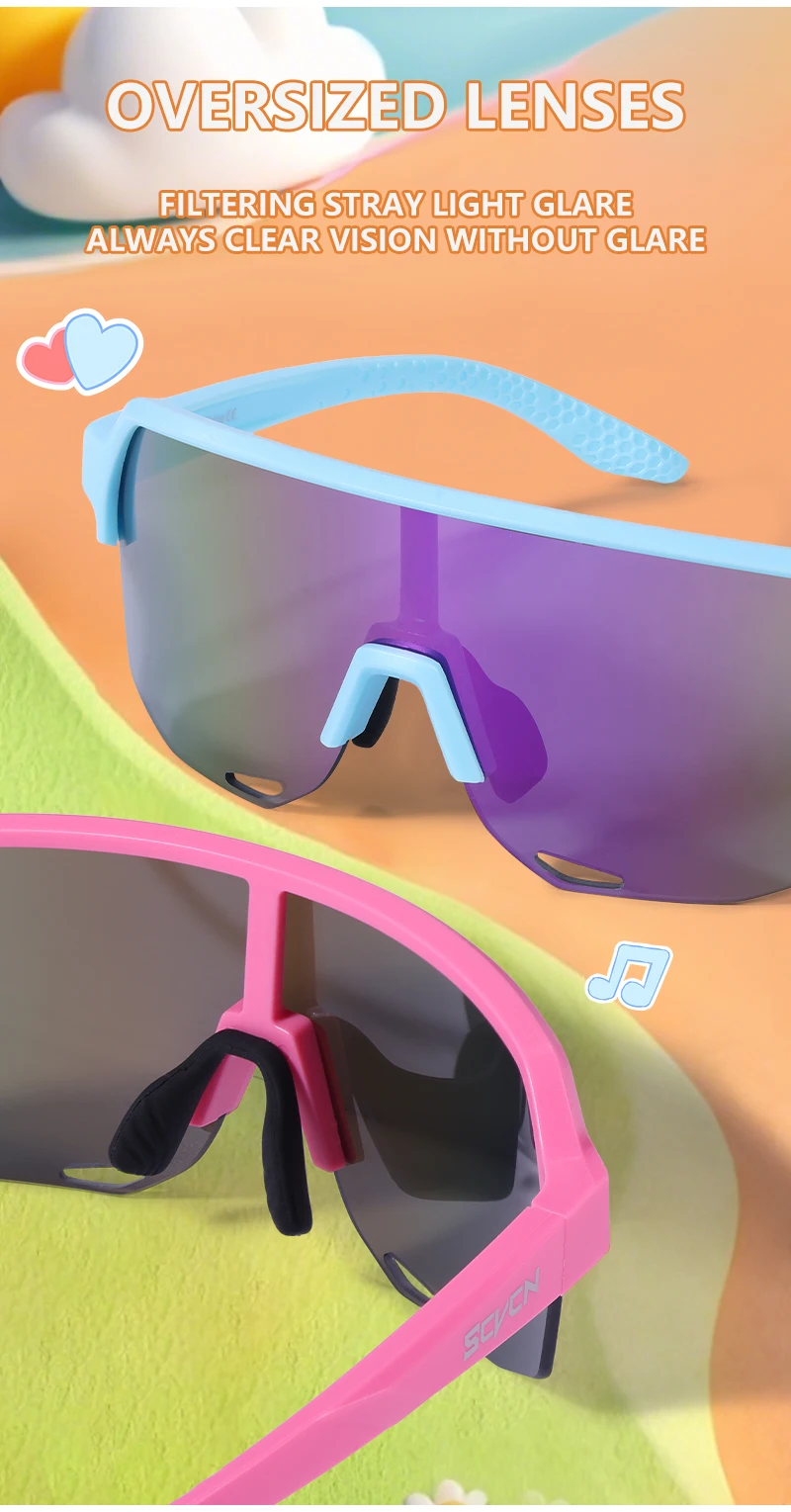 SCVCN Kids Sunglasses Sports Cycling Boys Girls Outdoor Bike Eyewear Child Camping Goggles MTB Fishing Bicycle Glasses UV400