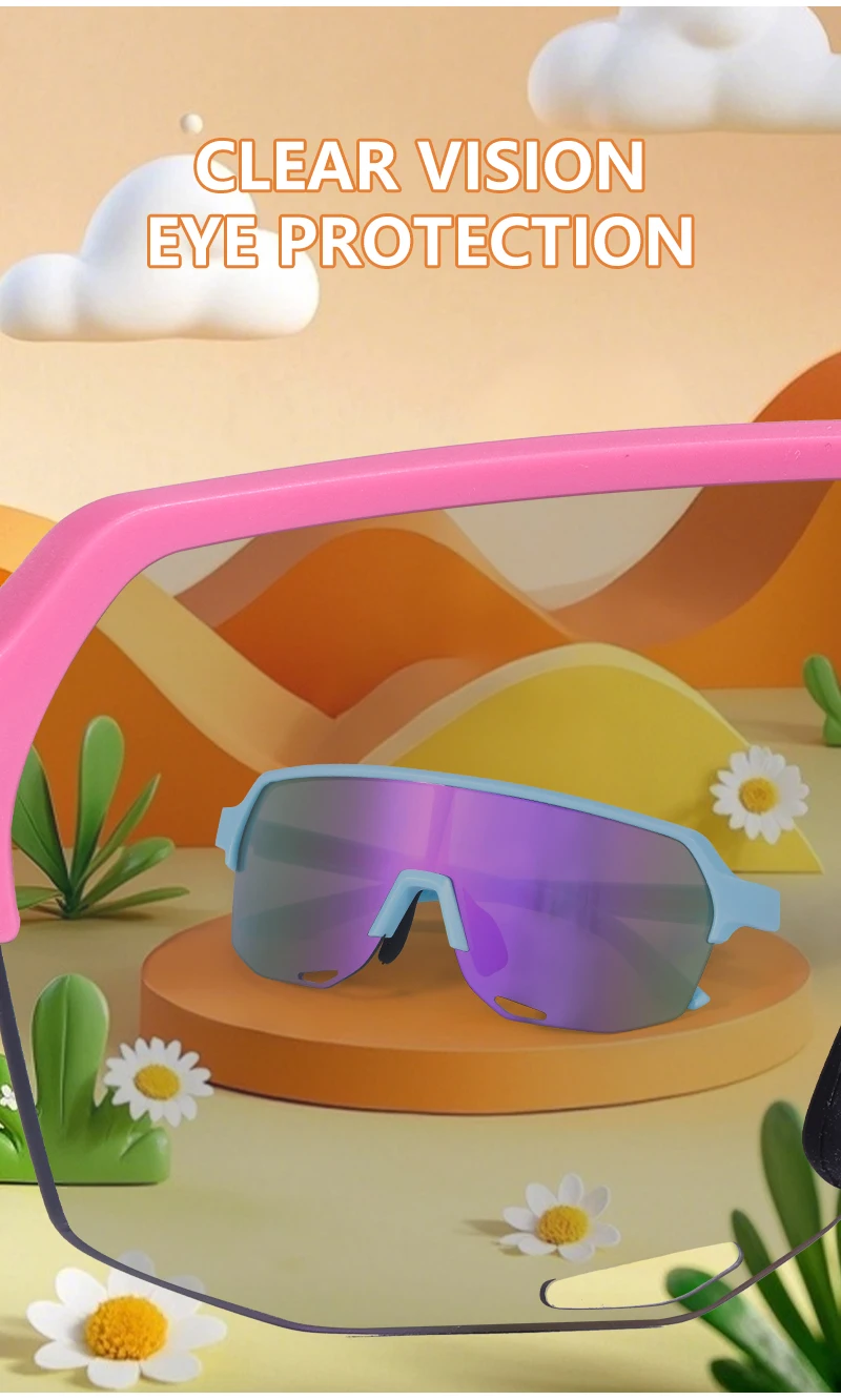 SCVCN Kids Sunglasses Sports Cycling Boys Girls Outdoor Bike Eyewear Child Camping Goggles MTB Fishing Bicycle Glasses UV400