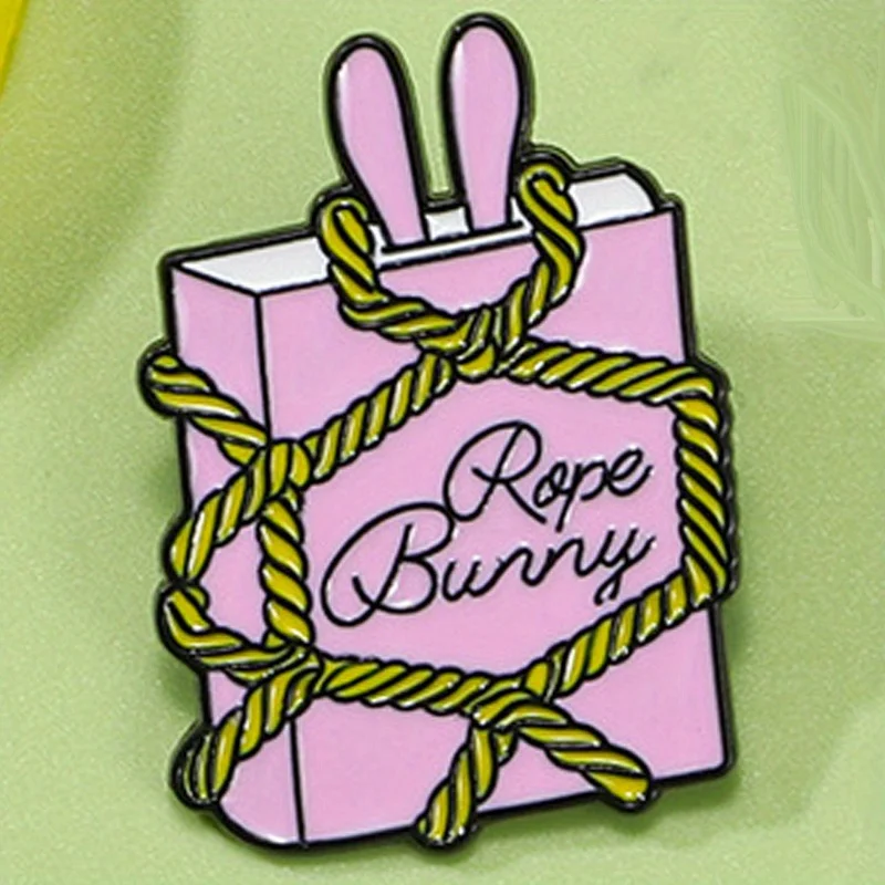 Cute "Rope Bunny" Book Brooch Funny Clothing Decoration Badges Accessory Pins Buckles