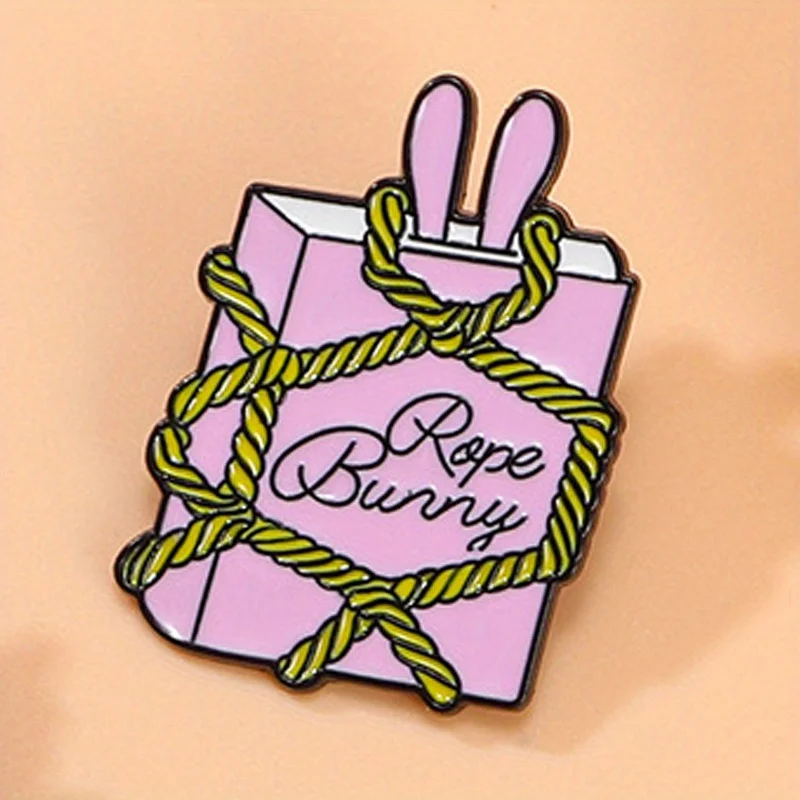 Cute "Rope Bunny" Book Brooch Funny Clothing Decoration Badges Accessory Pins Buckles
