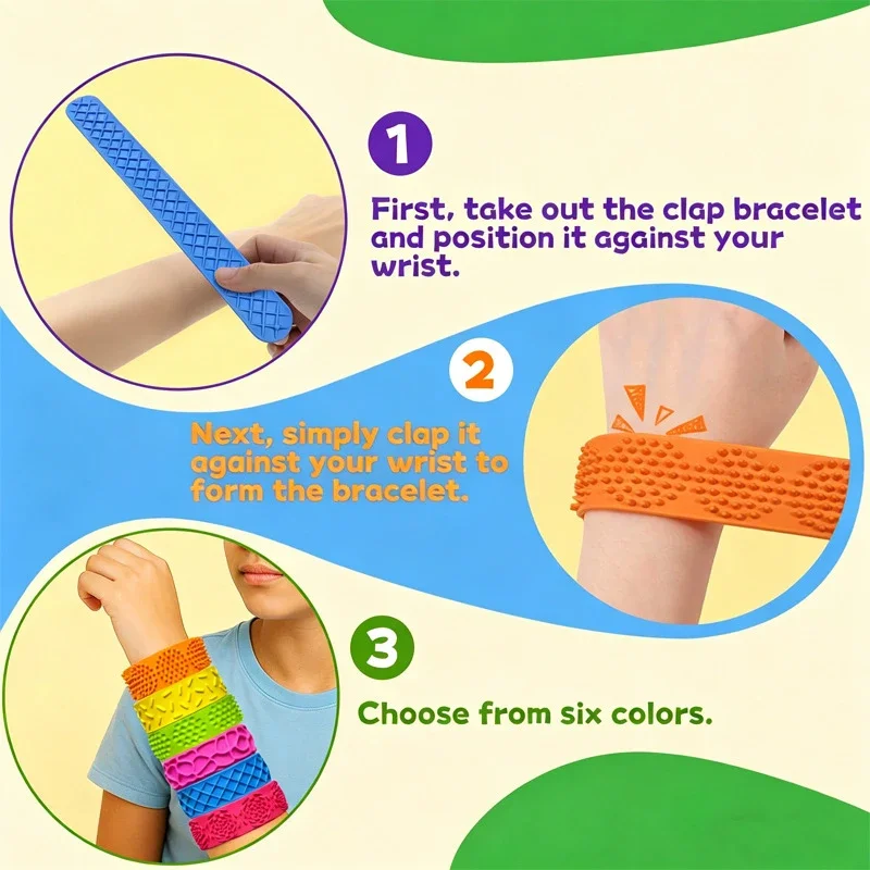 1/6Pcs Fidget Toys Slap Bracelets Textured Silicone Sensory Toys for Kids Autism Calming Sensory Toy for Fidgets Wristband