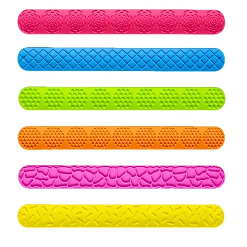 1/6Pcs Fidget Toys Slap Bracelets Textured Silicone Sensory Toys for Kids Autism Calming Sensory Toy for Fidgets Wristband