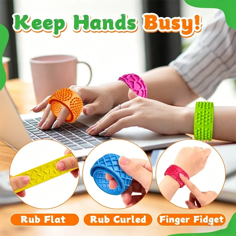 1/6Pcs Fidget Toys Slap Bracelets Textured Silicone Sensory Toys for Kids Autism Calming Sensory Toy for Fidgets Wristband