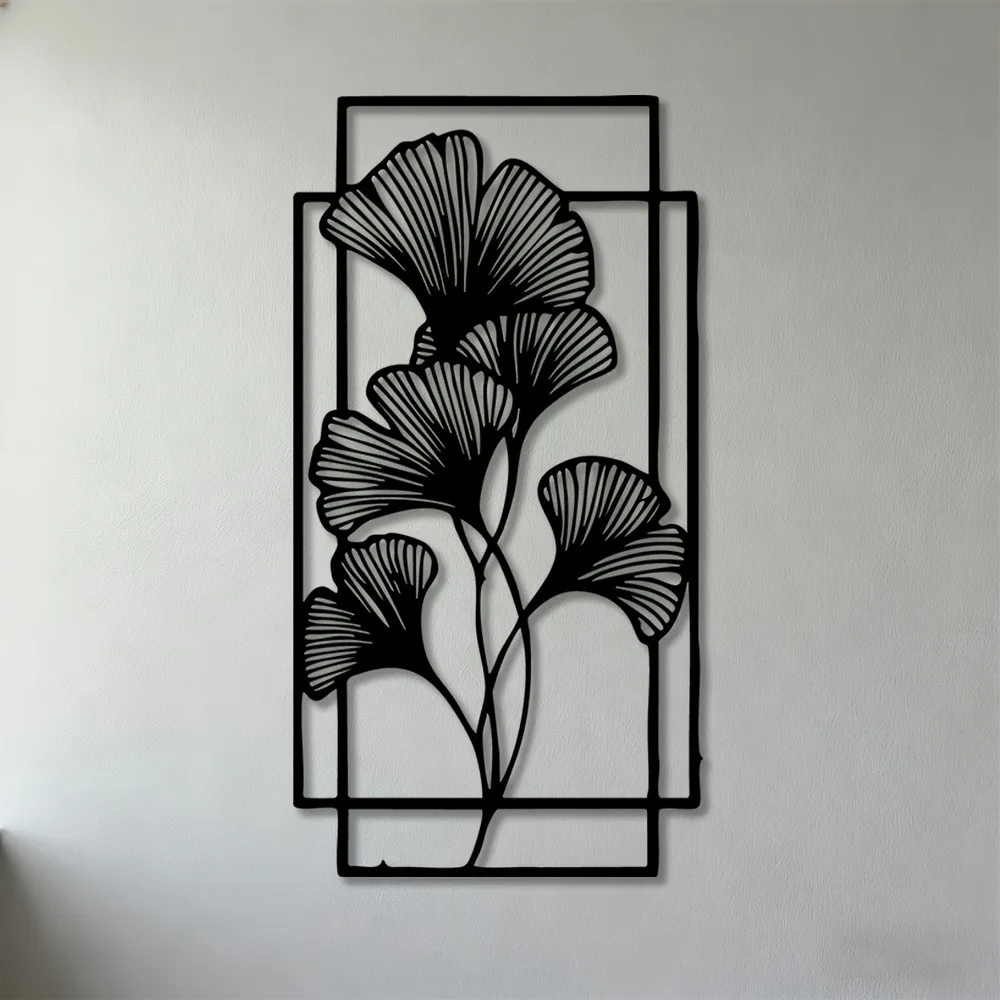 1pc Iron Ginkgo Leaf Wall Sculpture Modern Minimalist Metal Wall Art for Living Room