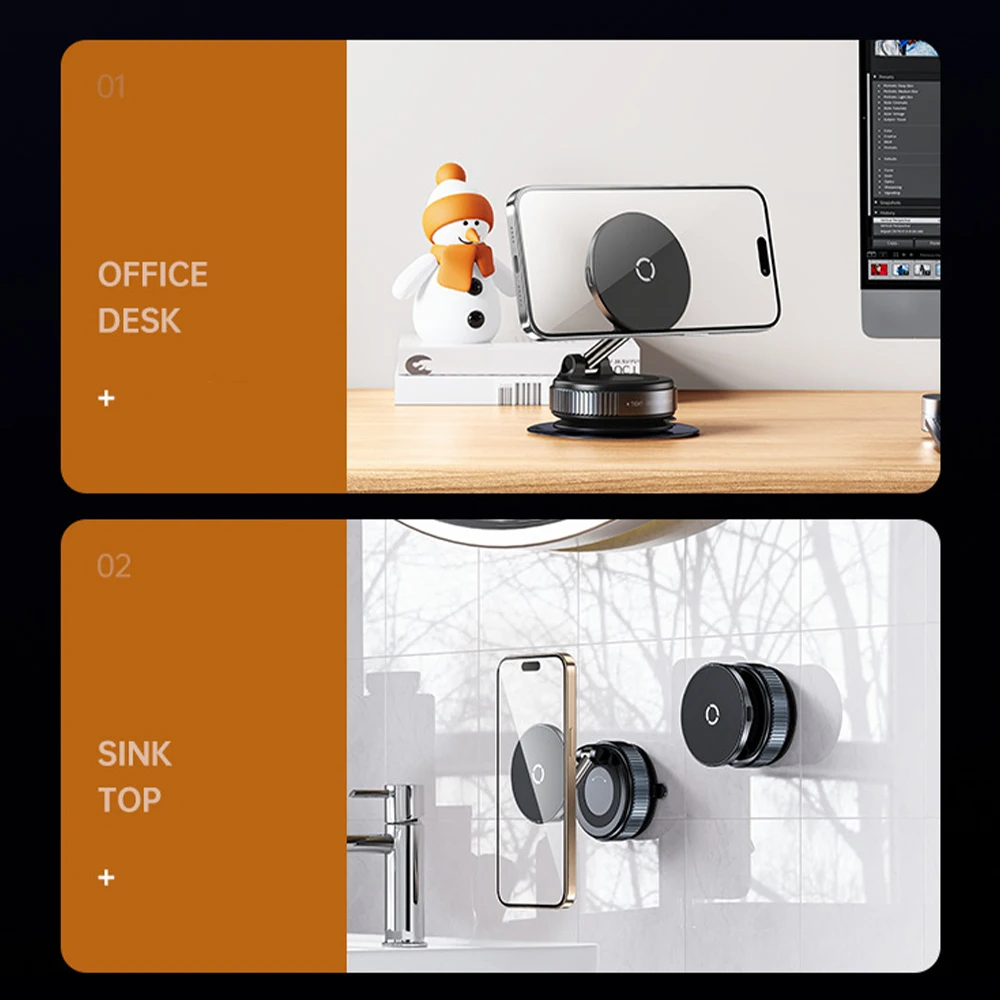 New Magnetic 15W Wireless Charger Car Phone Holder 360 Degree Rotation Foldable Suction Cup Navigation Phone Holder Bracket