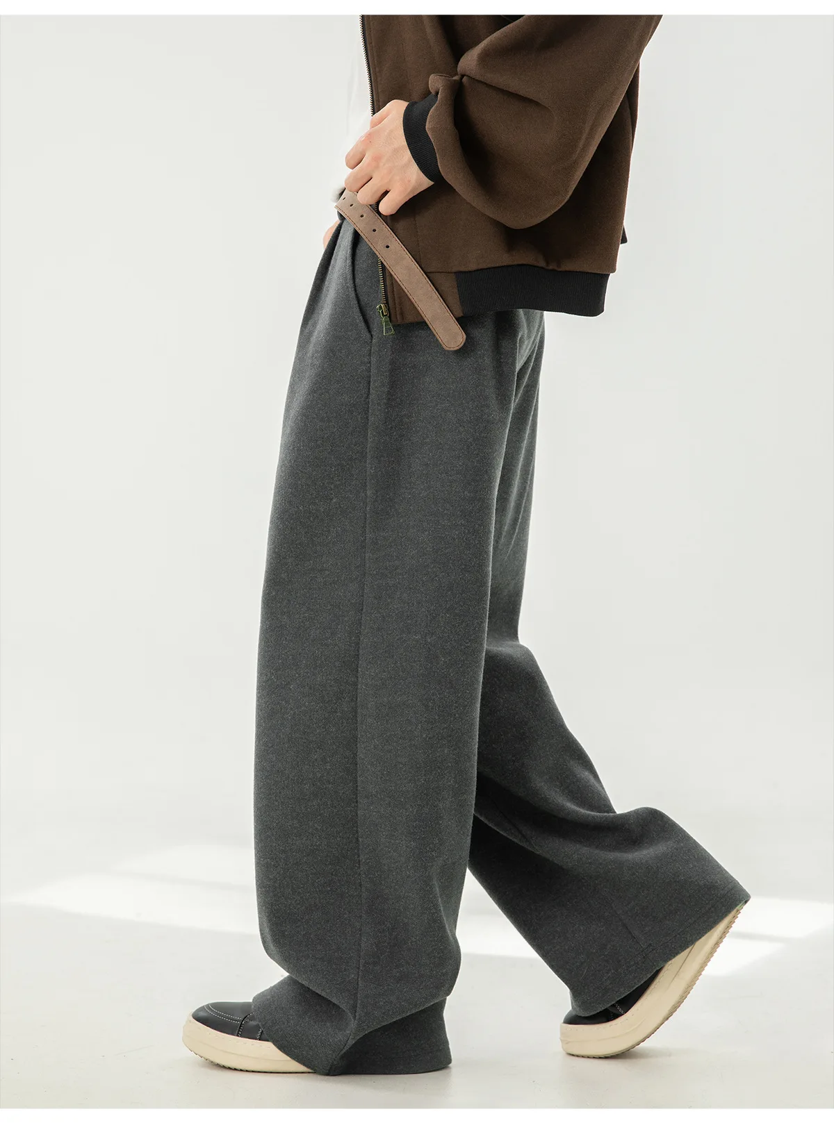 Japanese style New Fashion Men's Solid Color Casual Trendy Simple Baaic Heavy Duty Wide Leg Trousers Male Suit Pants Clothes