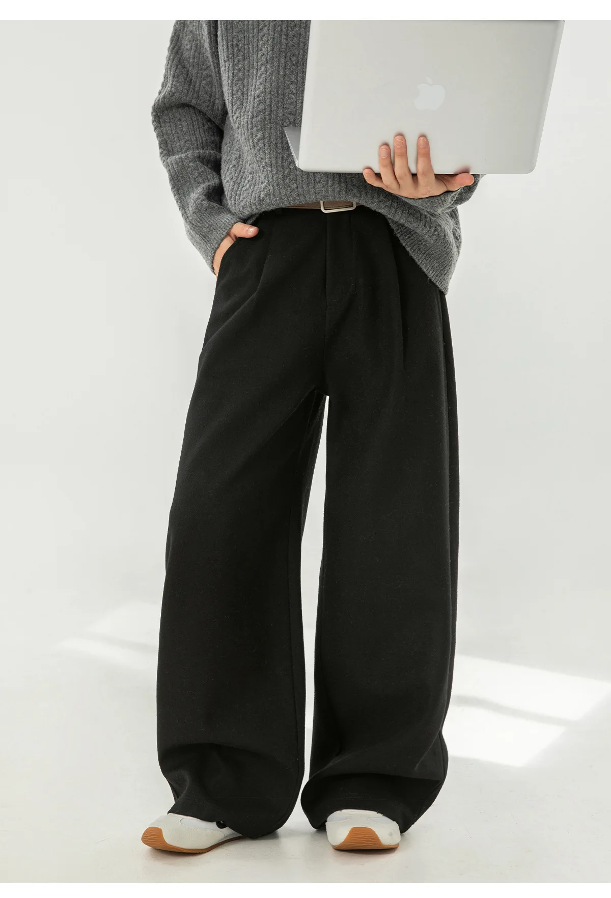 Japanese style New Fashion Men's Solid Color Casual Trendy Simple Baaic Heavy Duty Wide Leg Trousers Male Suit Pants Clothes