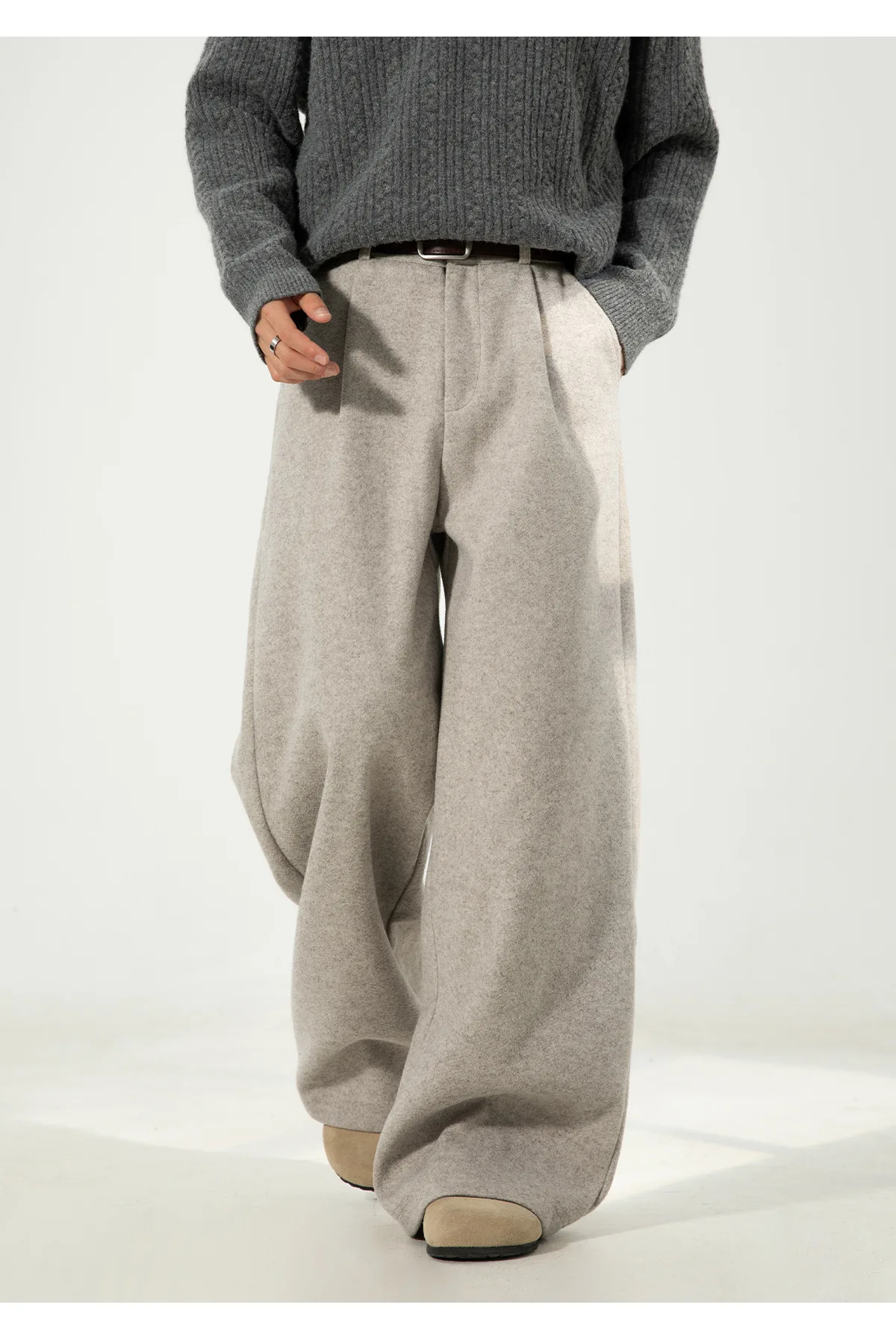 Japanese style New Fashion Men's Solid Color Casual Trendy Simple Baaic Heavy Duty Wide Leg Trousers Male Suit Pants Clothes