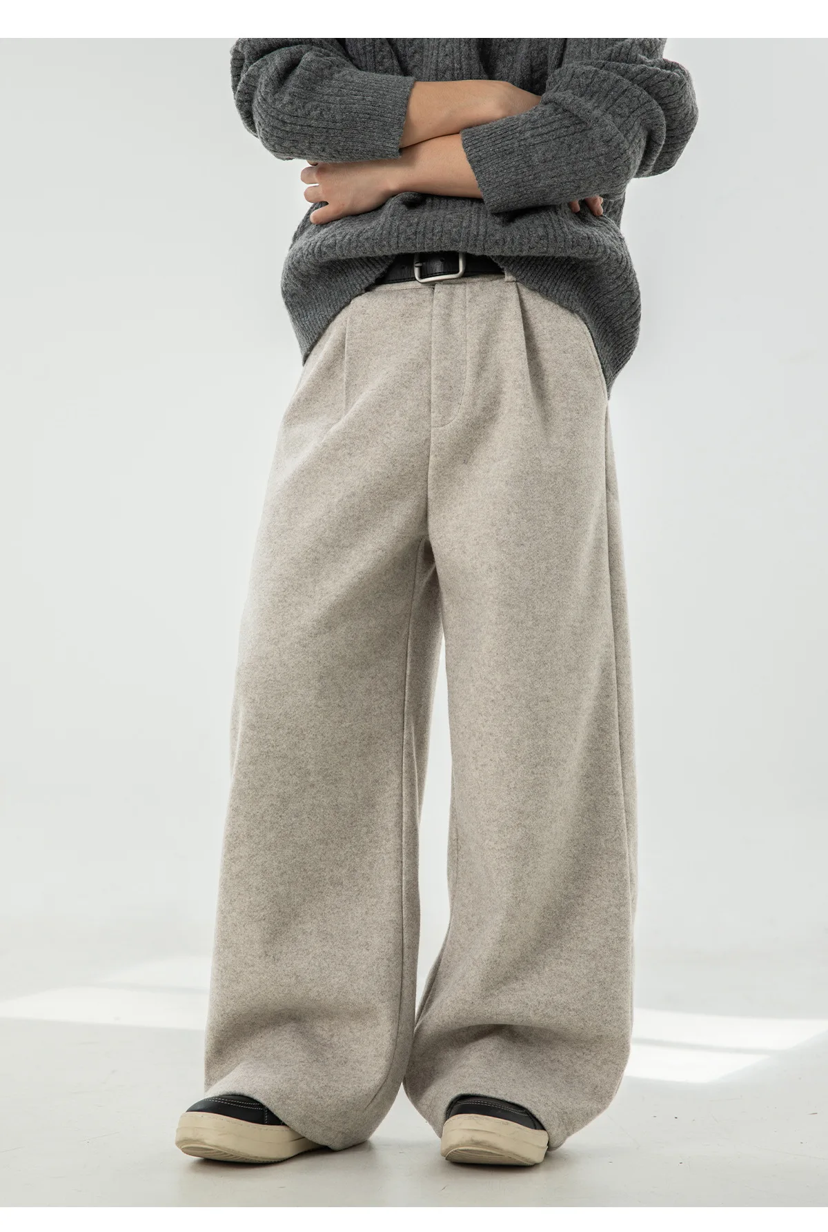 Japanese style New Fashion Men's Solid Color Casual Trendy Simple Baaic Heavy Duty Wide Leg Trousers Male Suit Pants Clothes