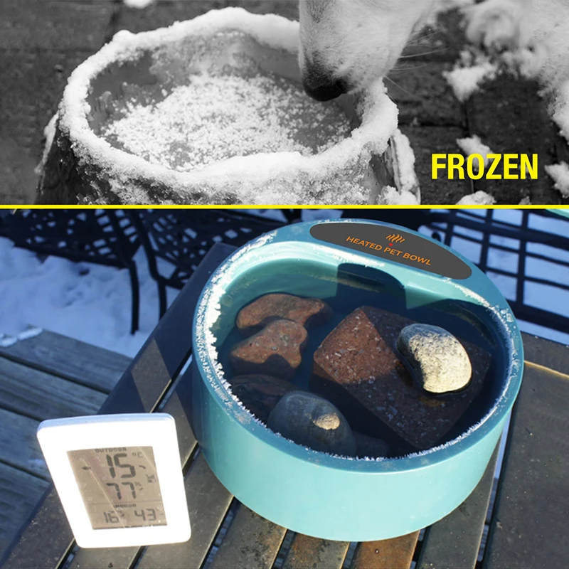 Dog Heated Water Bowl Pet Thermostatic Dog Bowl for Cats Dogs Chicken Birds Outdoor Winter Dog Bowl 2.2L Water Bottle