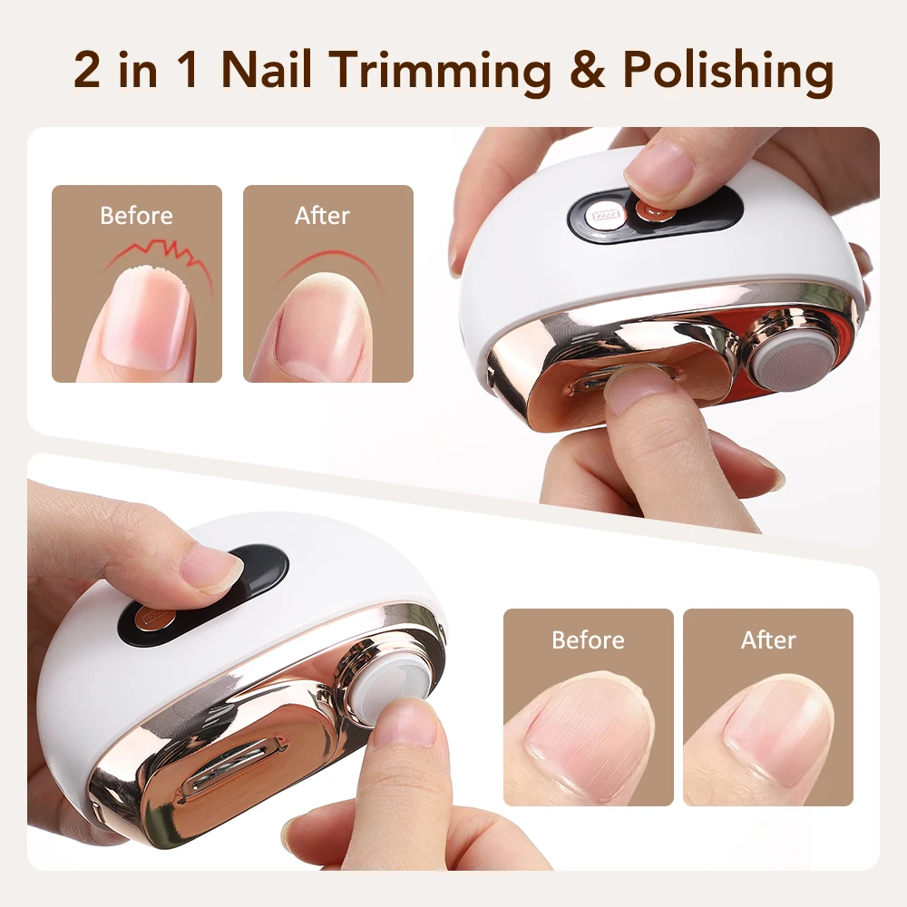 Electric Nail Clippers Automatic Anicure Trimmer With Light Adult Baby Fingernail Toe Scissors Pedicure Polishing Nails Cutter