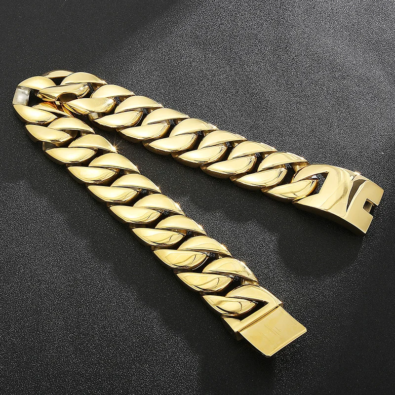 Kalen 20mm/31mm Punk Men's Women's Stainless Steel Necklace Heavy Larger Necklace Curb Cuban Chain Choker Jewelry 40/42cm Length