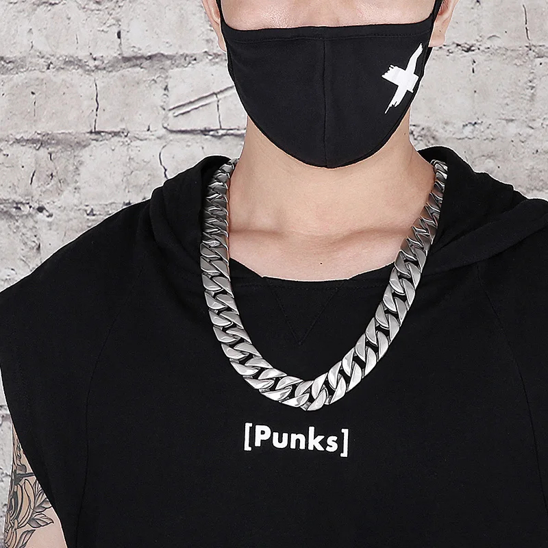 Kalen 20mm/31mm Punk Men's Women's Stainless Steel Necklace Heavy Larger Necklace Curb Cuban Chain Choker Jewelry 40/42cm Length