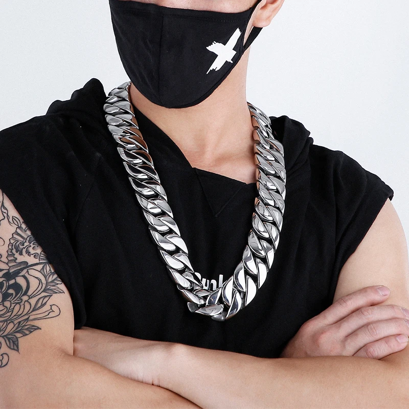 Kalen 20mm/31mm Punk Men's Women's Stainless Steel Necklace Heavy Larger Necklace Curb Cuban Chain Choker Jewelry 40/42cm Length