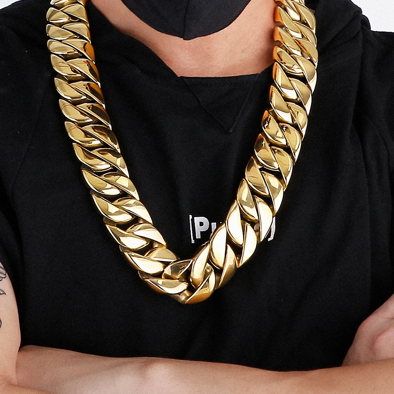 Kalen 20mm/31mm Punk Men's Women's Stainless Steel Necklace Heavy Larger Necklace Curb Cuban Chain Choker Jewelry 40/42cm Length