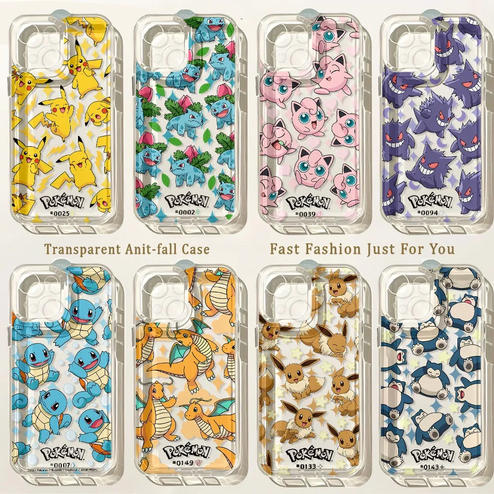 HOT Anime Cute P-Pokemons Phone Case For iPhone 17e 17 16 16e 15 14 13 12 11 Mini Pro Max X XR XSMax Air Plus Transparent