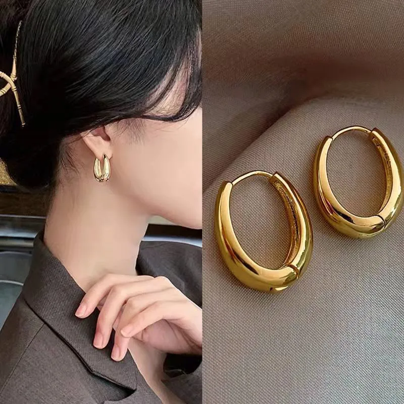 KOTiK 2024 Hot Sale Fashion Metal Drop Earrings for Woman Vintage Hoop Earring Trend Classic Party Wedding Pendant Jewelry Gift