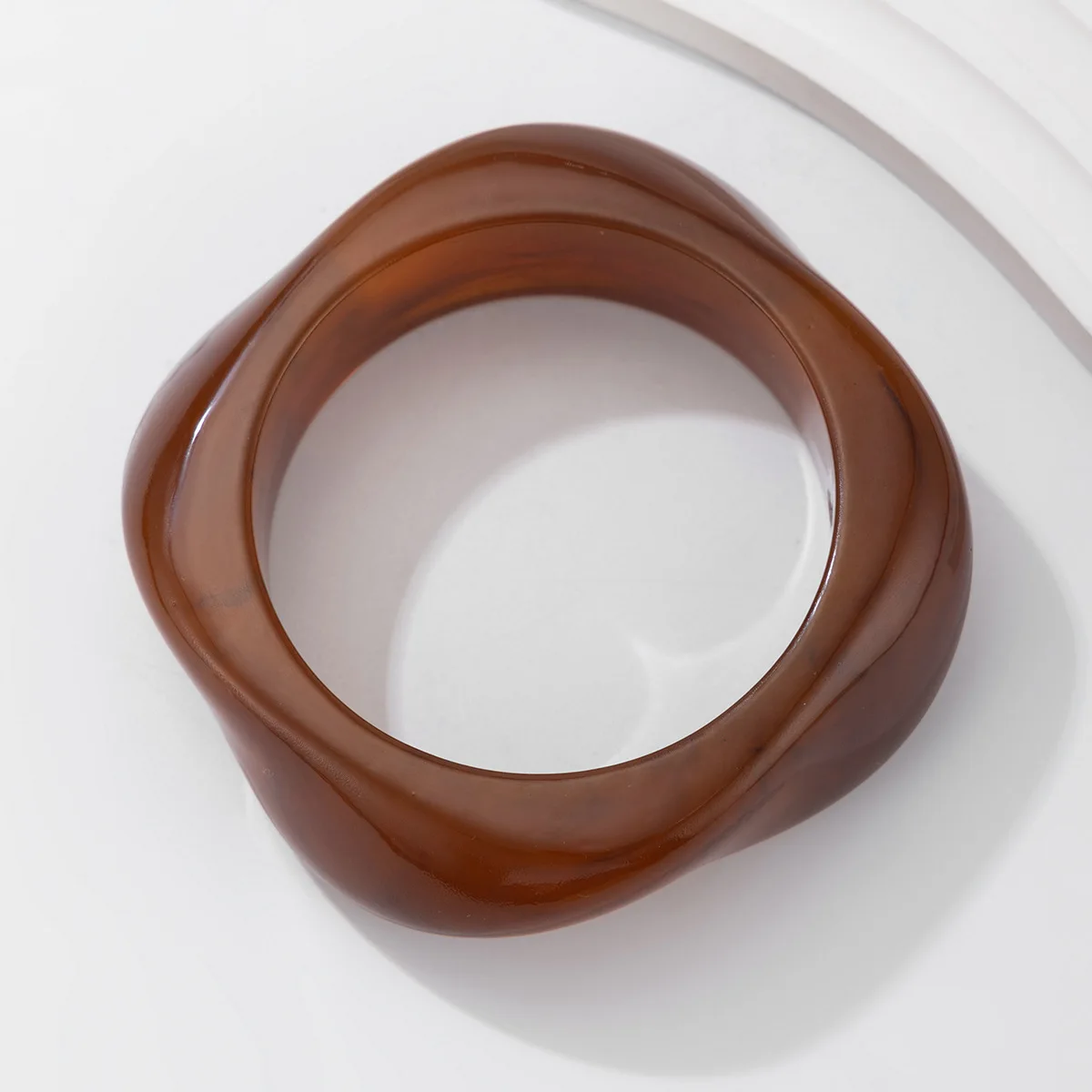 KMVEXO Vintage Punk Brown Coffee Thick Resin Acrylic Bangles Geometric Irregular Wide Cuff Bangle Bracelet For Women Men Jewelry