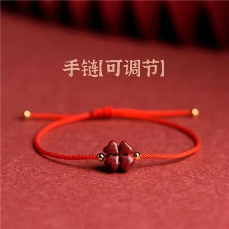 Lucky Red Rope Bracelet Women Men Couple Bangles Lucky Clover Bracelet Adjustable Handmade DIY Friendship Gift