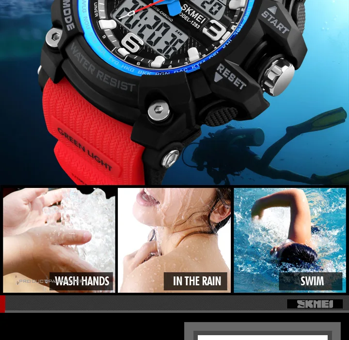 SKMEI 1283 Military Digital Quartz Watch for Men Waterproof Sport Mens Electronic Shockproof Wristwatches LED Clock 1637 Reloj