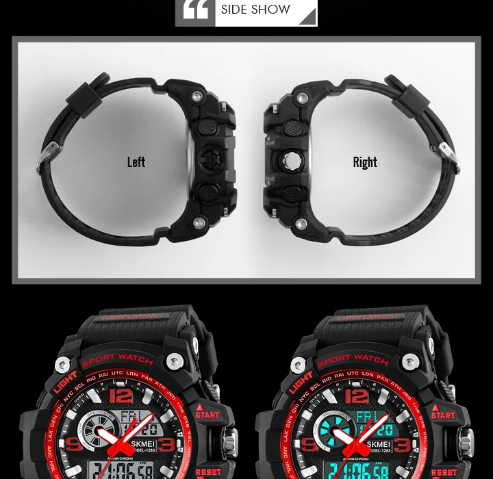 SKMEI 1283 Military Digital Quartz Watch for Men Waterproof Sport Mens Electronic Shockproof Wristwatches LED Clock 1637 Reloj