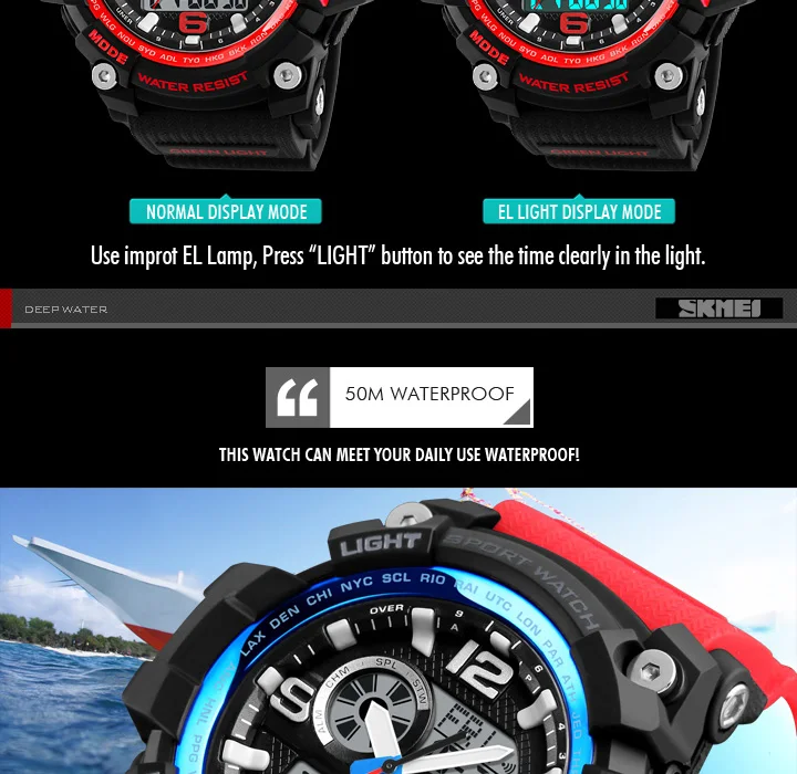 SKMEI 1283 Military Digital Quartz Watch for Men Waterproof Sport Mens Electronic Shockproof Wristwatches LED Clock 1637 Reloj