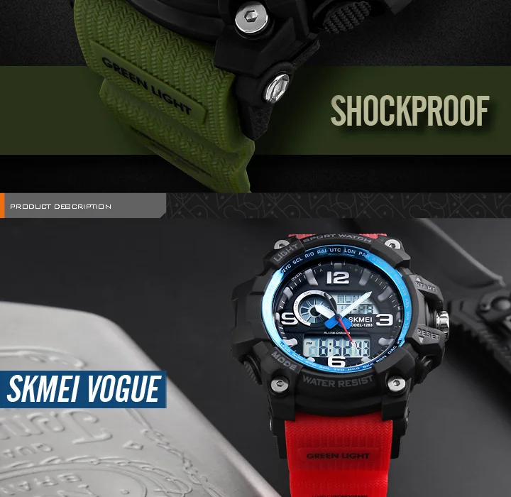 SKMEI 1283 Military Digital Quartz Watch for Men Waterproof Sport Mens Electronic Shockproof Wristwatches LED Clock 1637 Reloj