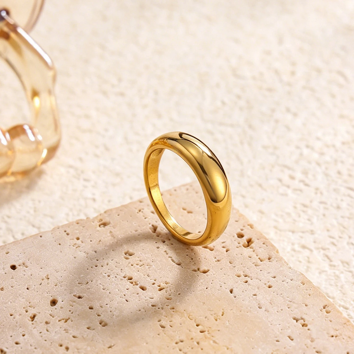 Ingemark Luxury Stainless Steel 18K PVD Gold Plated Rings for Women Shiny Zircon Stackable Open Rings Waterproof Jewelry Gifts