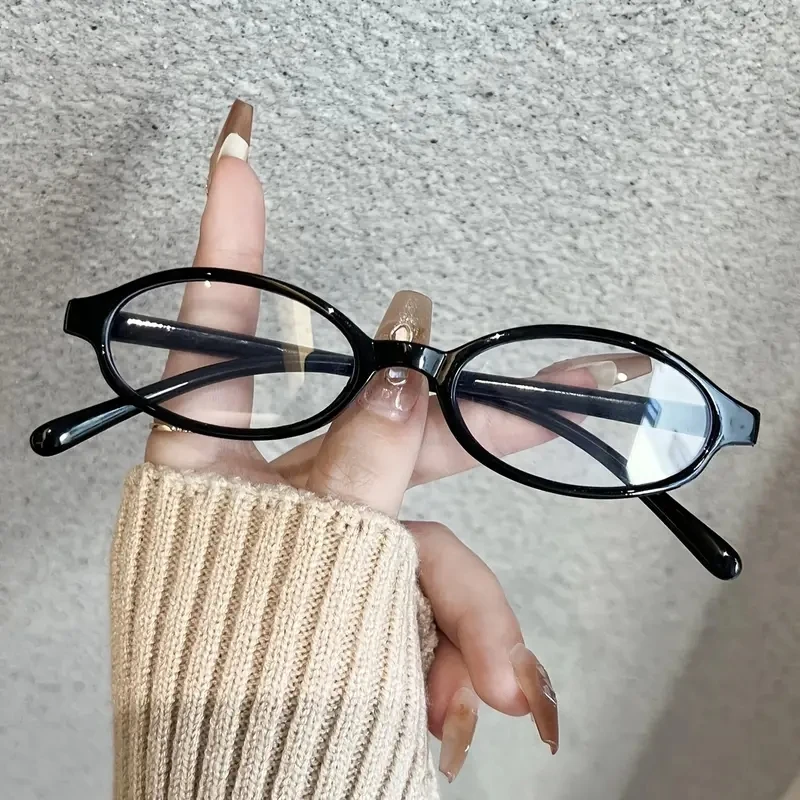 Japanese Korean Small Oval Frame Glasses Women Retro Harajuku Eyeglasses Clear Spectacle Blue Light Blocking Eyewears
