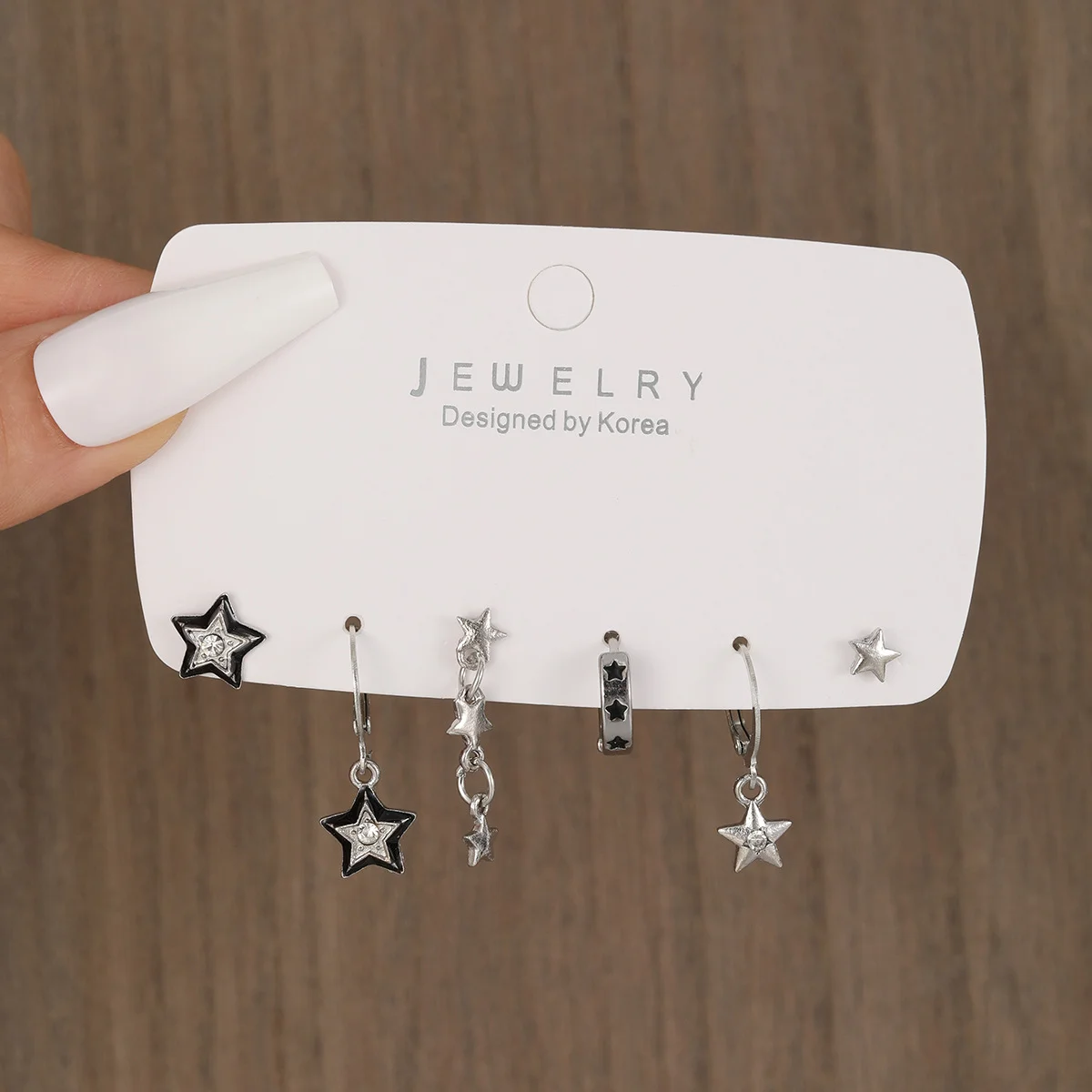 6Pcs Y2K Star Earrings Set For Women Fashion Goth Crystal Dangle Hoop Earrings Trendy Party Daily Wear Jewelry Birthday Gift New