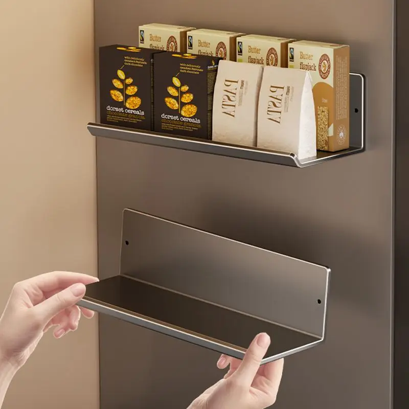 Magnetic Kitchen Refrigerator Storage Rack Without Punching Wall-mounted Condiments Spice Shelf Household Organizer