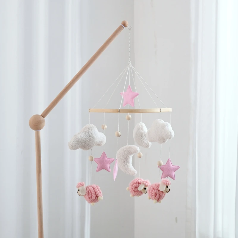 Baby Mobile Toy Wooden 0-12 Months Rattle Toy Baby Crib Mobile Toy Teddy Plush Alpaca Crib Bell Hanging Toy Baby Crib Bracket