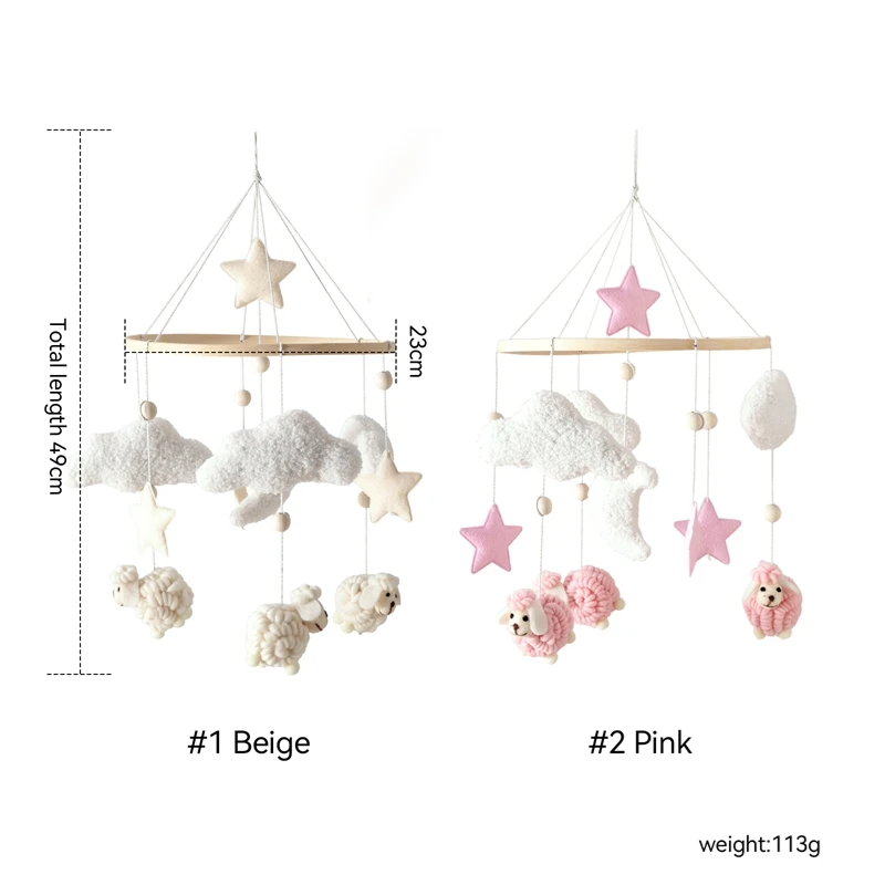 Baby Mobile Toy Wooden 0-12 Months Rattle Toy Baby Crib Mobile Toy Teddy Plush Alpaca Crib Bell Hanging Toy Baby Crib Bracket