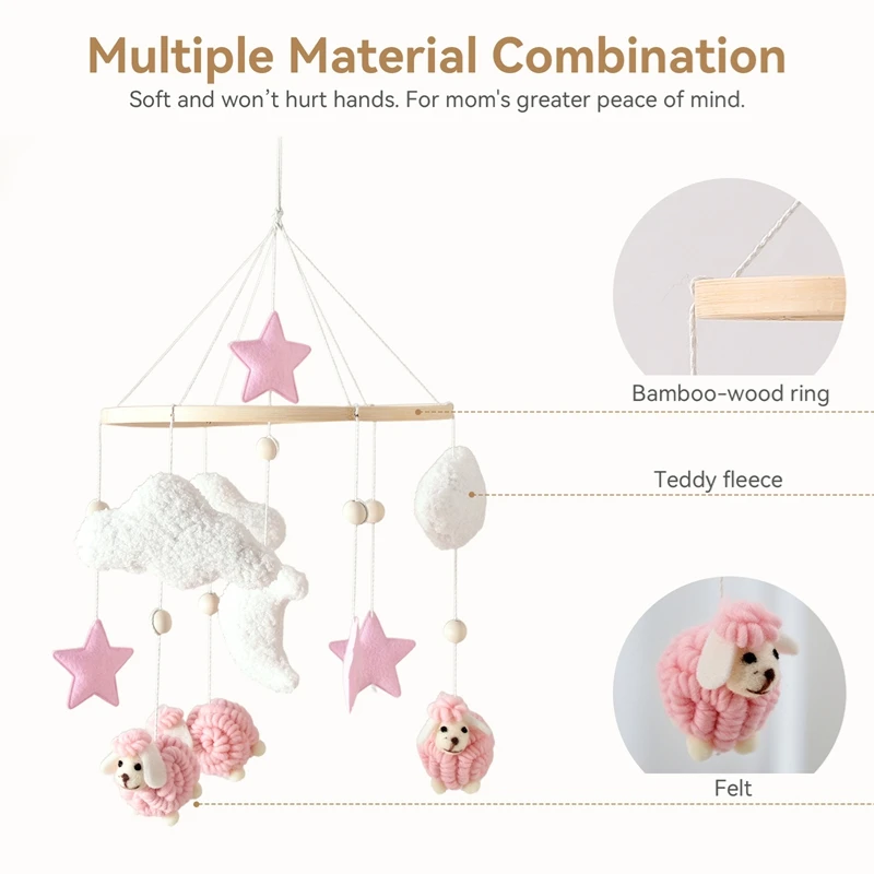 Baby Mobile Toy Wooden 0-12 Months Rattle Toy Baby Crib Mobile Toy Teddy Plush Alpaca Crib Bell Hanging Toy Baby Crib Bracket