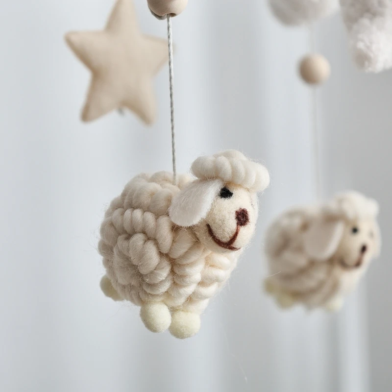 Baby Mobile Toy Wooden 0-12 Months Rattle Toy Baby Crib Mobile Toy Teddy Plush Alpaca Crib Bell Hanging Toy Baby Crib Bracket