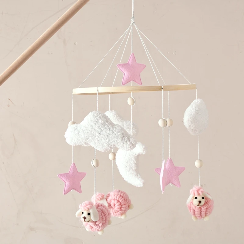 Baby Mobile Toy Wooden 0-12 Months Rattle Toy Baby Crib Mobile Toy Teddy Plush Alpaca Crib Bell Hanging Toy Baby Crib Bracket