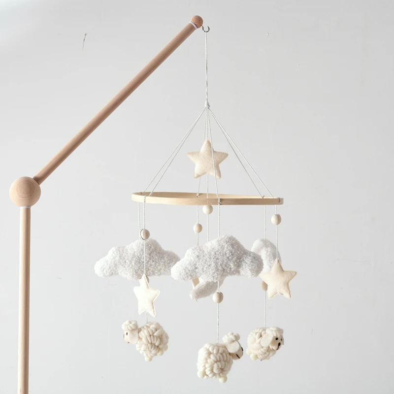 Baby Mobile Toy Wooden 0-12 Months Rattle Toy Baby Crib Mobile Toy Teddy Plush Alpaca Crib Bell Hanging Toy Baby Crib Bracket