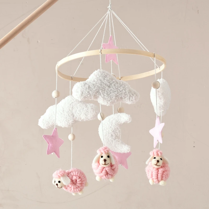 Baby Mobile Toy Wooden 0-12 Months Rattle Toy Baby Crib Mobile Toy Teddy Plush Alpaca Crib Bell Hanging Toy Baby Crib Bracket
