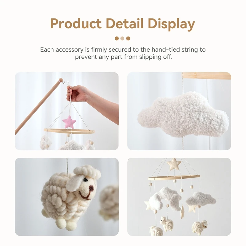 Baby Mobile Toy Wooden 0-12 Months Rattle Toy Baby Crib Mobile Toy Teddy Plush Alpaca Crib Bell Hanging Toy Baby Crib Bracket