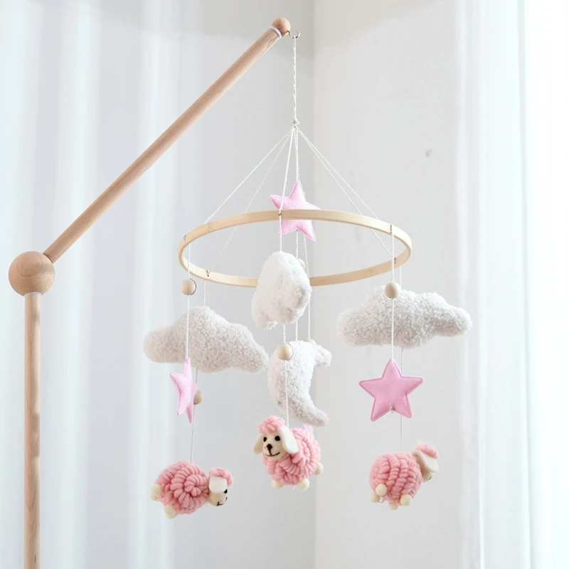 Baby Mobile Toy Wooden 0-12 Months Rattle Toy Baby Crib Mobile Toy Teddy Plush Alpaca Crib Bell Hanging Toy Baby Crib Bracket
