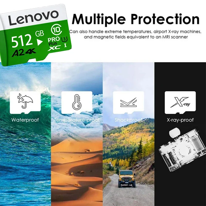 Lenovo Memory Card High Endurance Video Monitoring TF Card 64GB 128GB 512GB Golden Micro TF SD Card For SmartPhone Camera Drones